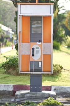 Lonely Orange Public Telephone In Thailand Stock Photos Lonely Orange Public Telephone In Thailand Stock Photos