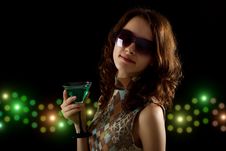Young Woman With A Green Cocktail Stock Image Young Woman With A Green Cocktail Stock Image