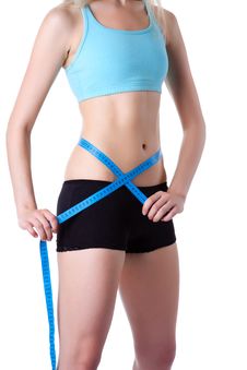 Fitness Woman Measure Stock Image Fitness Woman Measure Stock Image
