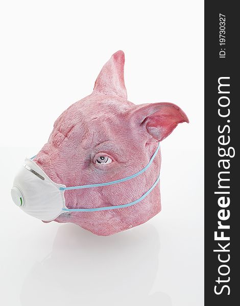 A swine mask with mouth mask on white background. A swine mask with mouth mask on white background