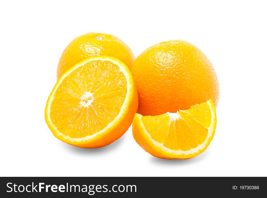 Fresh oranges isolated on white