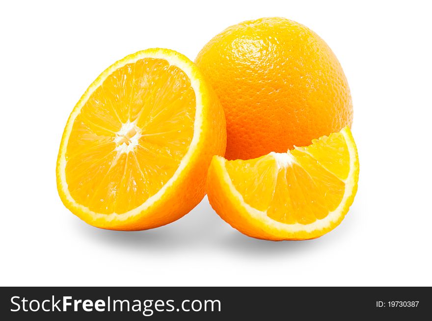 Fresh oranges isolated on white