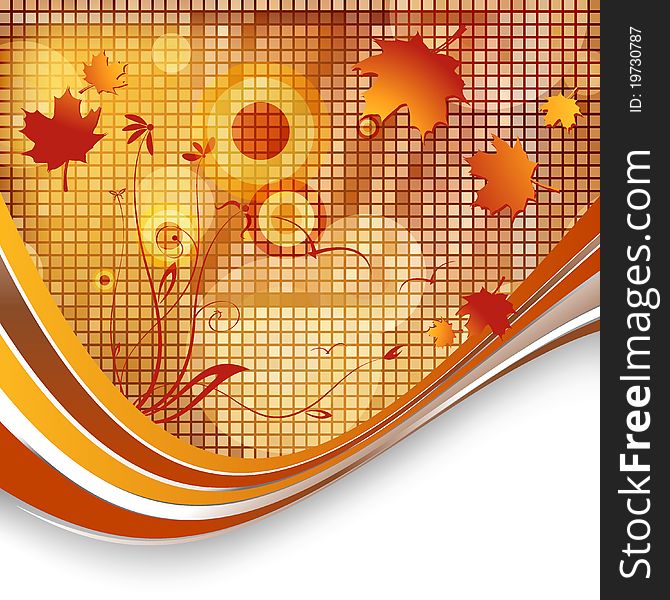Abstract floral autumn template with mosaic background. Eps10. Abstract floral autumn template with mosaic background. Eps10