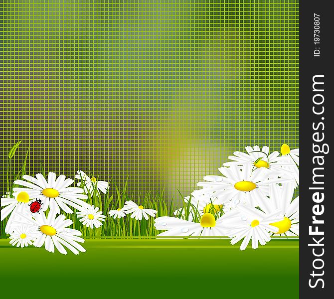 Vectorfloral background with mosaic, flowers and copy space. Vectorfloral background with mosaic, flowers and copy space