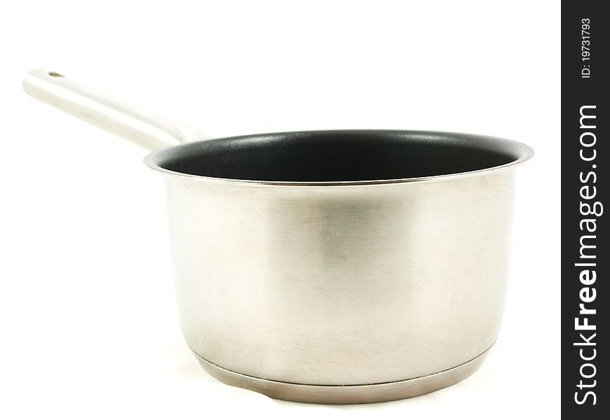 Stainless steel kettle, isolated towards white background
