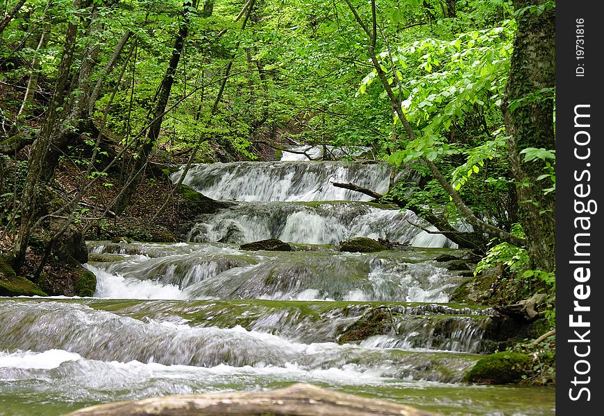 Summer. Crimea. Waterfall Dzhur-Dzhur in wood. Summer. Crimea. Waterfall Dzhur-Dzhur in wood