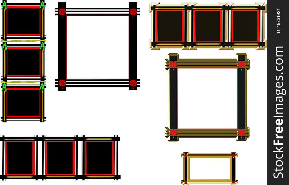 Oriental frames in black and gold on white in 3d. Oriental frames in black and gold on white in 3d