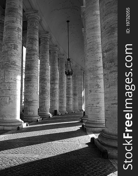 Colonnade in the Vatican in Rome.