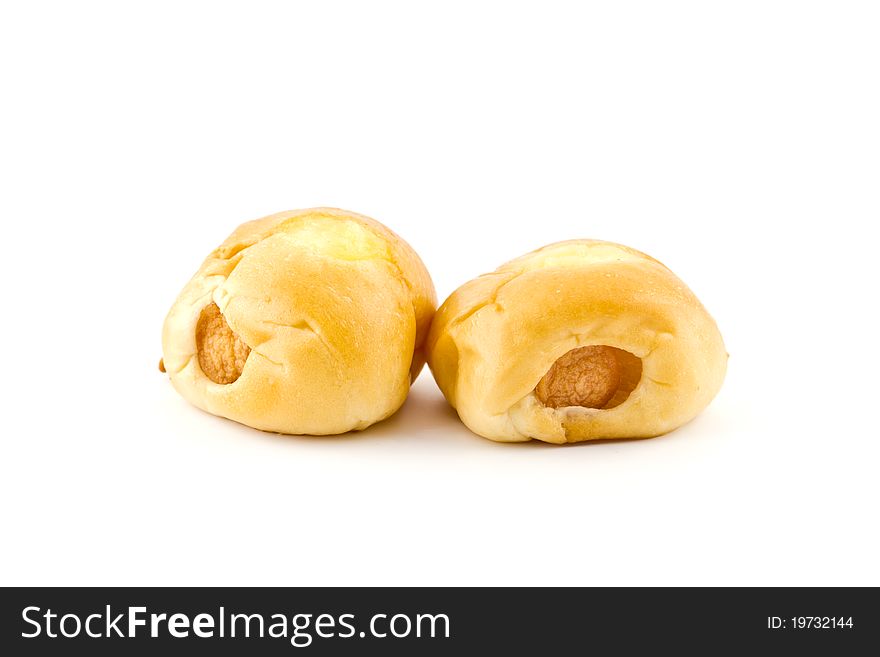 Sausage bread isolated on white background