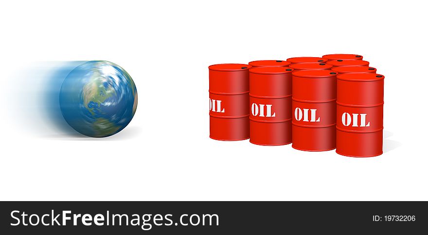Globe Knocking Down Oil Barrels