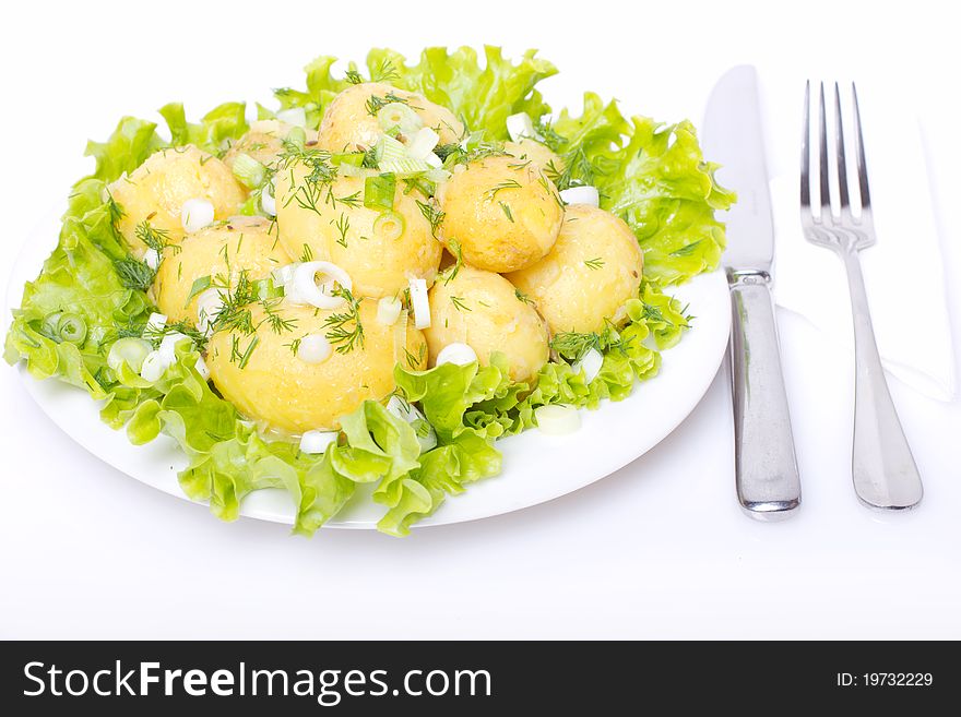 Prepared potatoes isolated on the white background