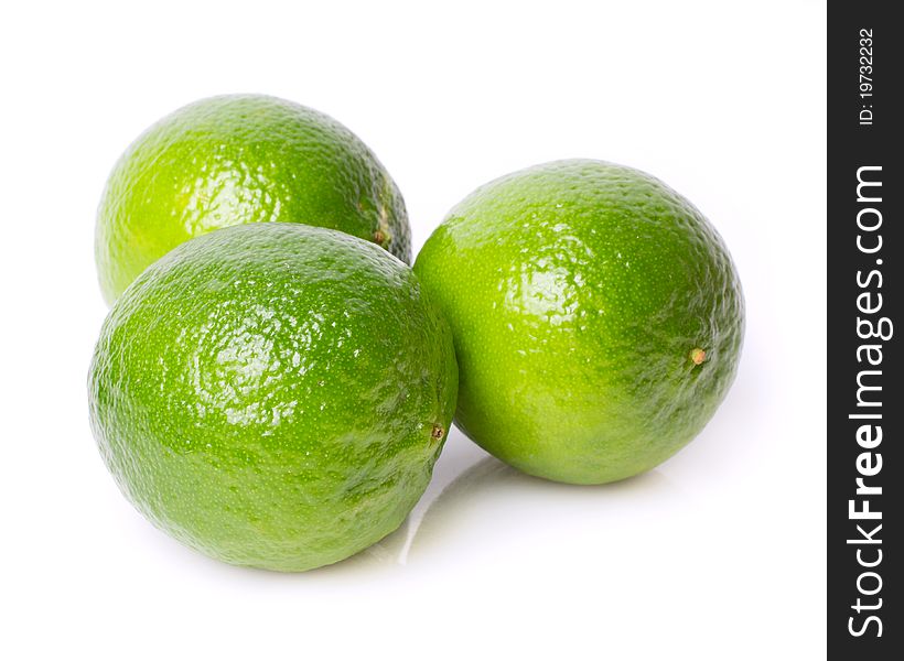 Three limes isolated on the white