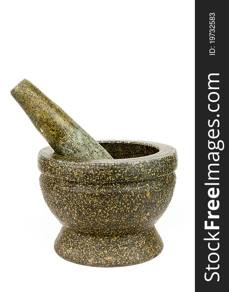 Isolated stone mortar and pestle