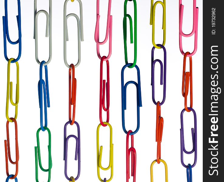 Paper clip chains isolated on white. Paper clip chains isolated on white