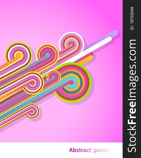 Abstract lines with pink background. Vector art