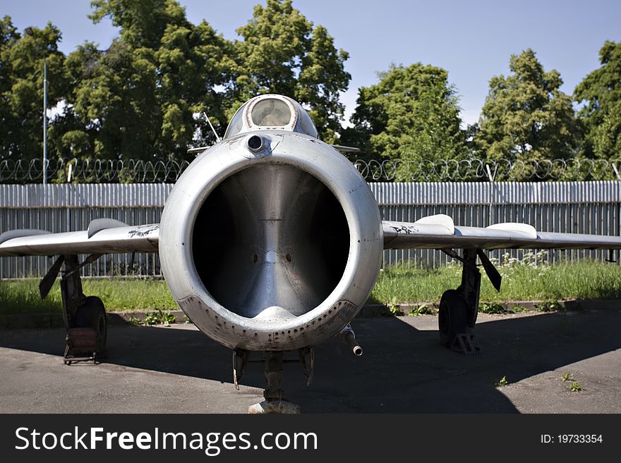 Jet fighter on the ground with weapons