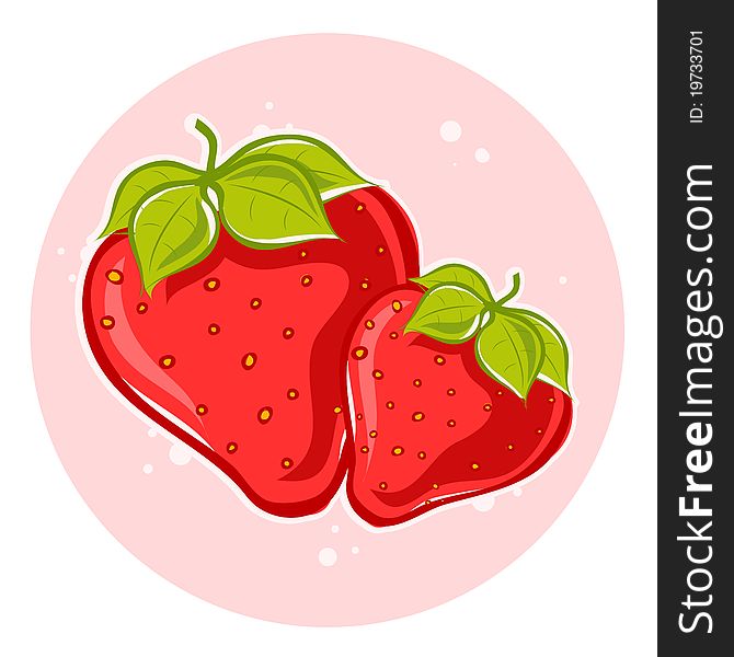 Freestyle drawing of two strawberries. Freestyle drawing of two strawberries
