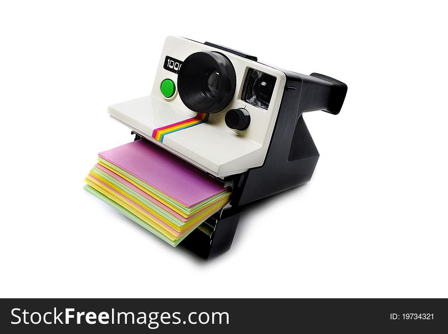 Retro Polaroid cam with color post it