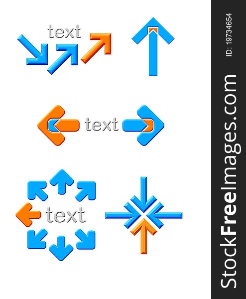 Blue orange arrows symbols collection