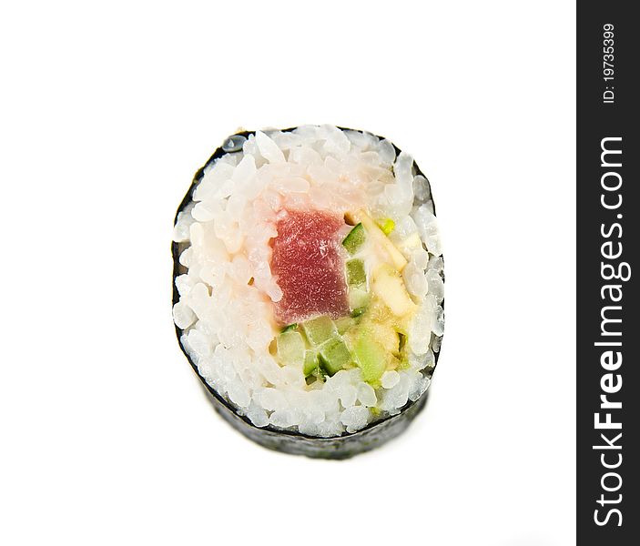 Japanese sushi rice, raw fish and seafood