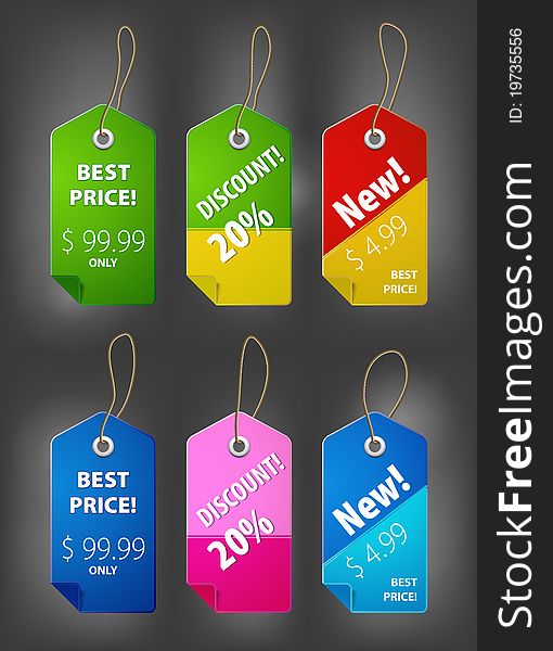 Price tab illutstraion over dark gray background. Price tab illutstraion over dark gray background