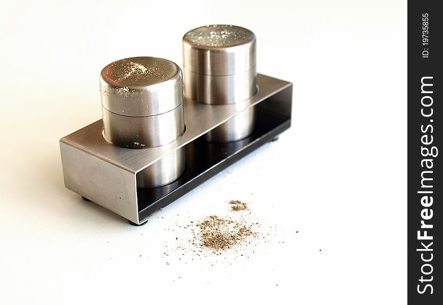 Salt and Pepper on a white background