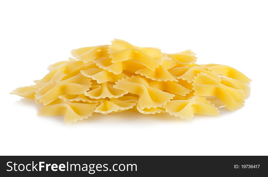 Raw pasta isolated on a white background