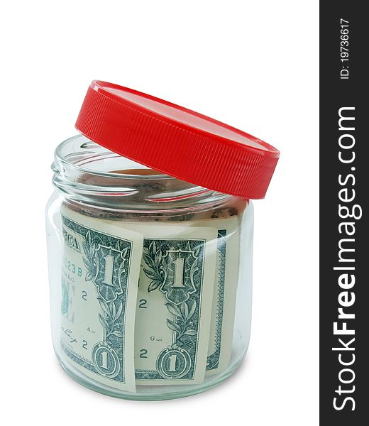 Banknote in opened jar