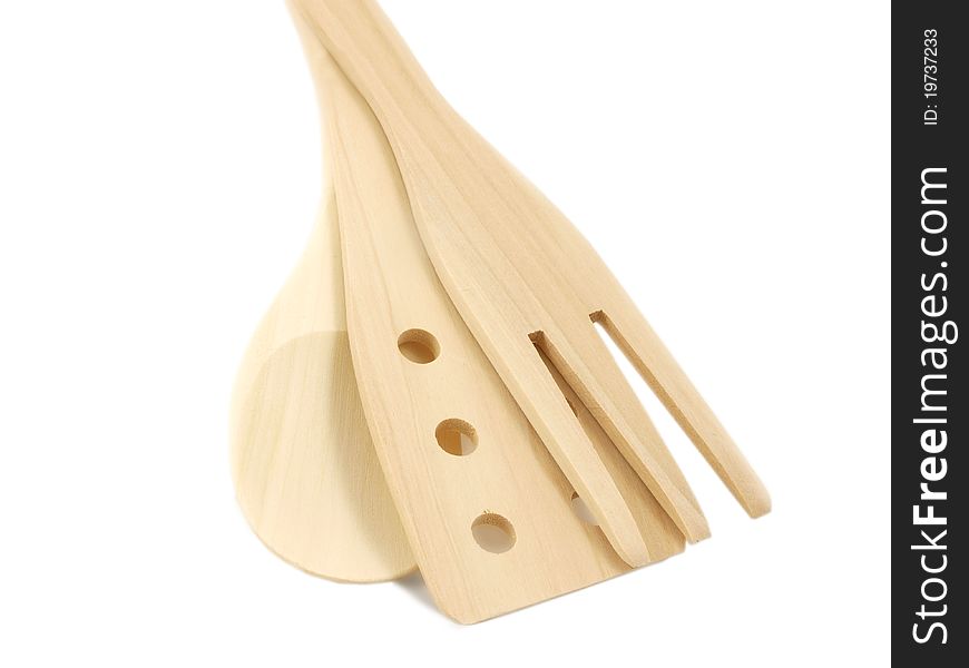 Group of wooden spatulas, isolated towards white background