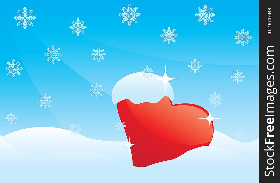 Red heart in a white snowdrift. Red heart in a white snowdrift