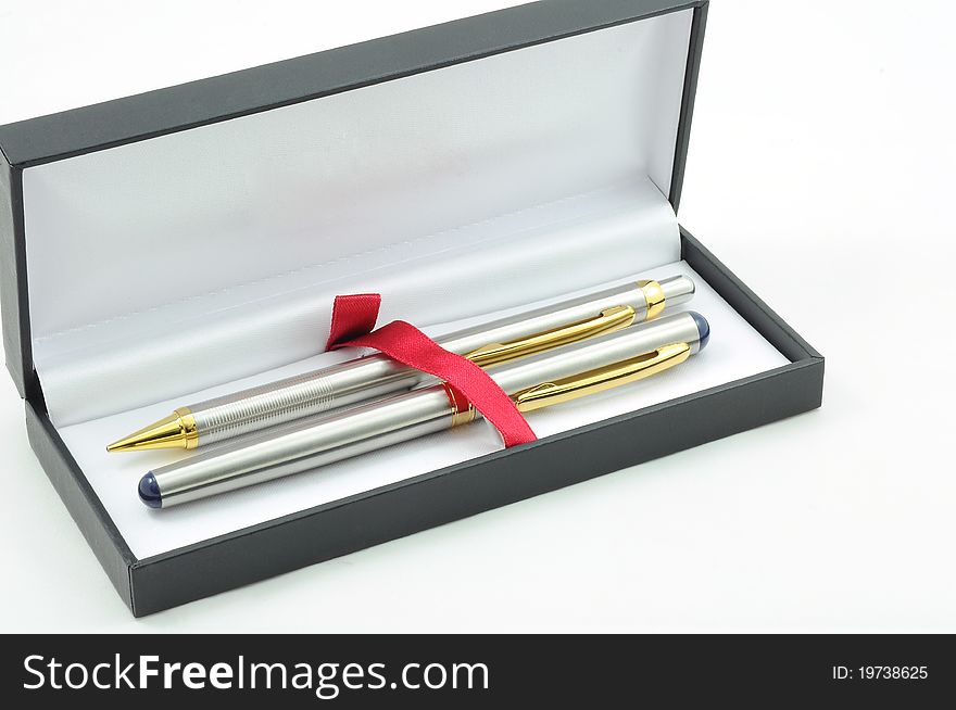 Silver luxury pen in a box