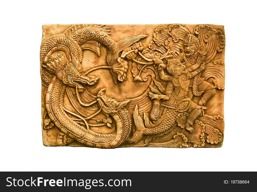 Dragons and monkey sculpture