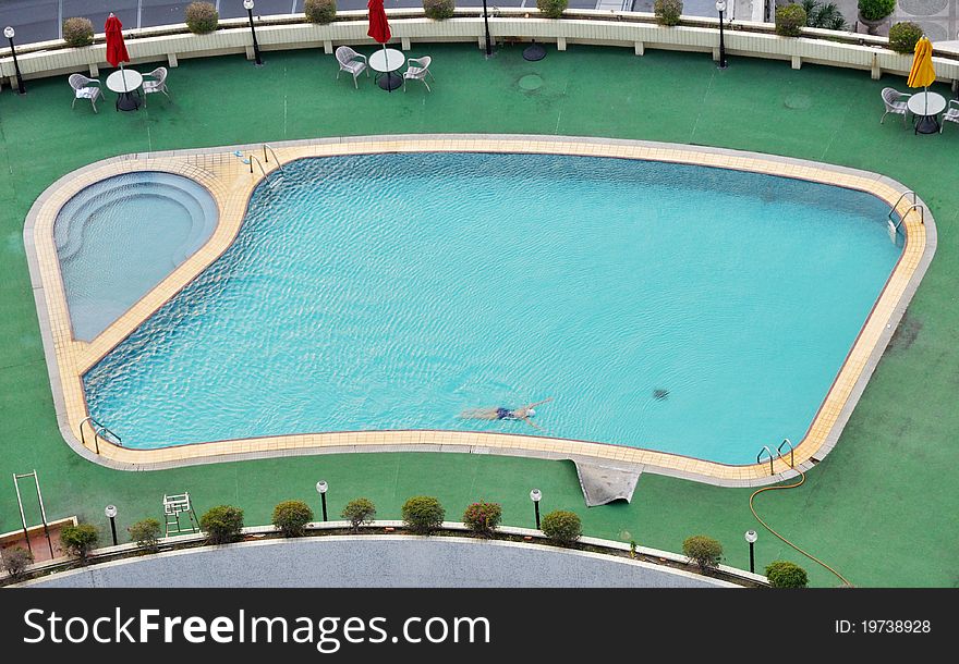 The top view of a luxury hotel ceiling swimming pool. The top view of a luxury hotel ceiling swimming pool.