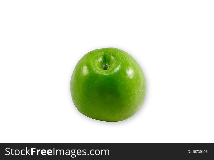 Group of green apples on white background