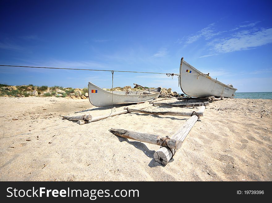 Old Fisherman Boat On Sea Shore