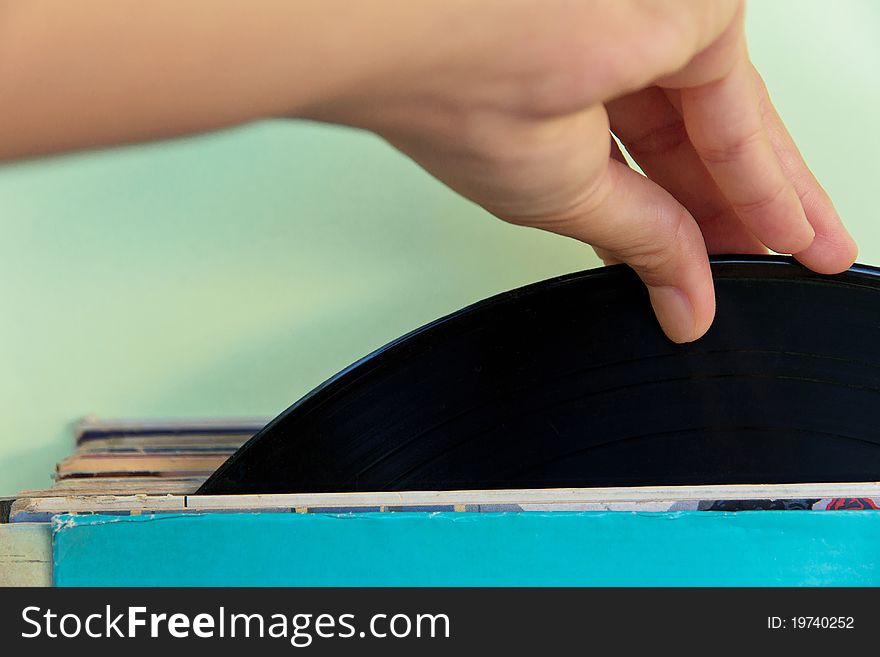 Man hand Holding A Record