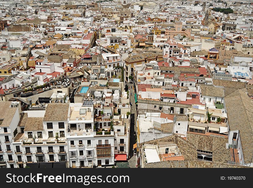 A Panorama of central Seville taken from the Giralda tower. A Panorama of central Seville taken from the Giralda tower