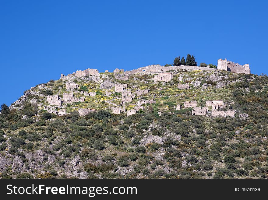 The medieval castle of Geraki in Lakonia area, Greece. The medieval castle of Geraki in Lakonia area, Greece