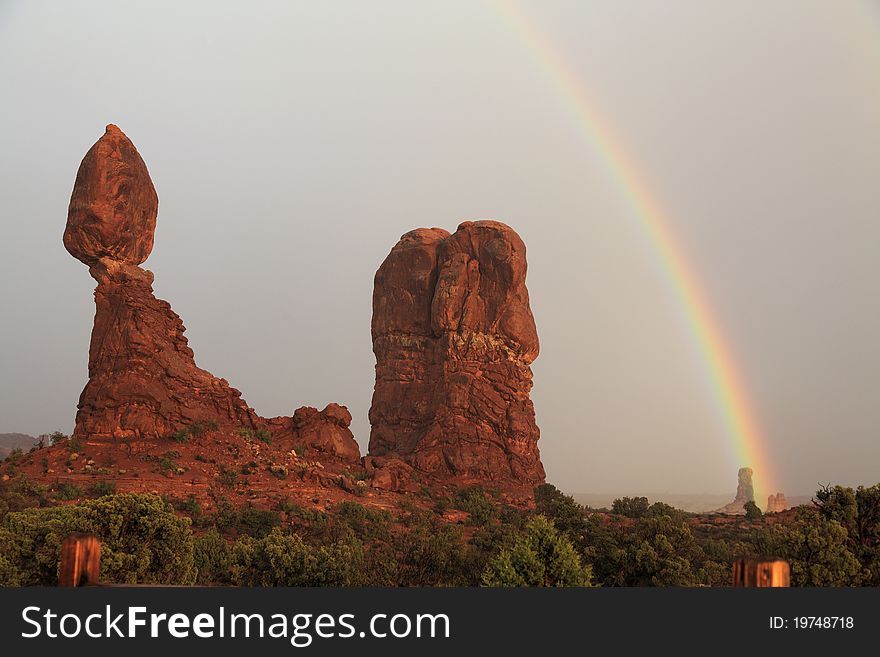 Balanced Rock And Rainbow