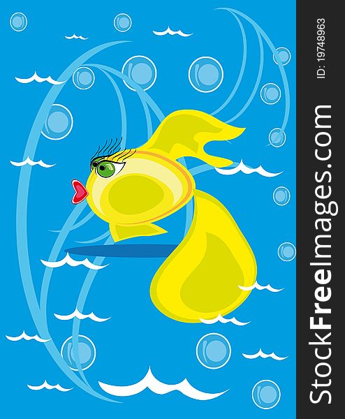 Cartoon fish on isolated background