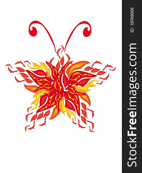 Fire butterfly on isolated background. Illustration
