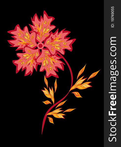 Gold fire flower on isolated background.. Illustration.
