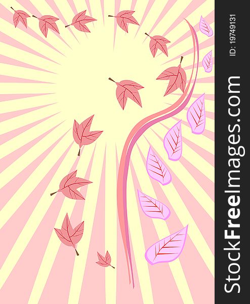 Abstract frame with leaves. vector illustration