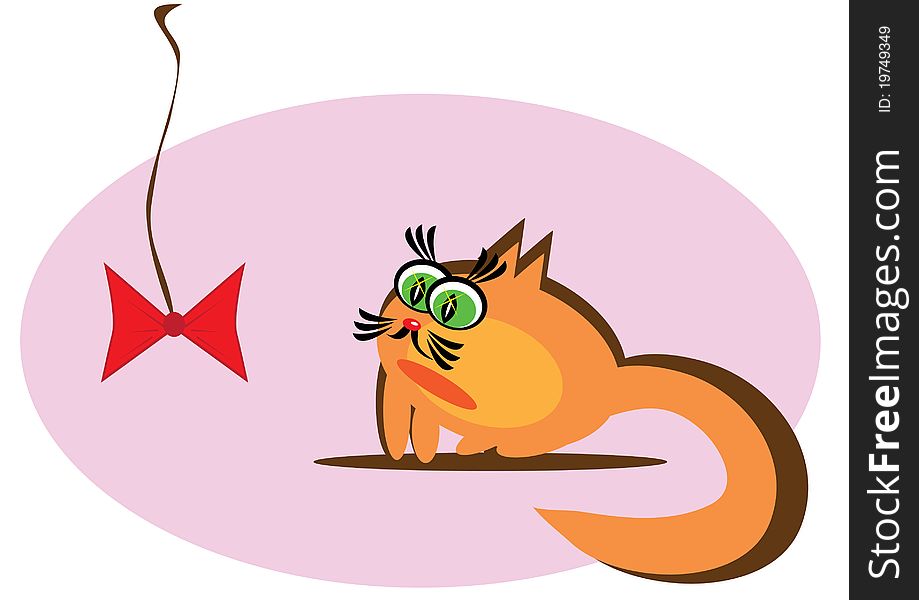 Small cartoon red cat on isolated background. Small cartoon red cat on isolated background