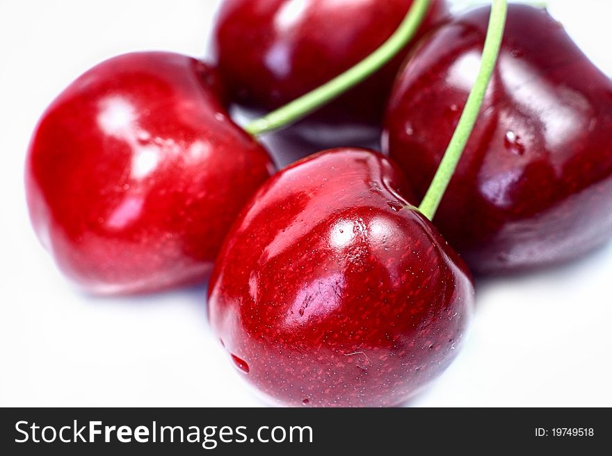 Fresh group cherries isolated on a white background. Fresh group cherries isolated on a white background