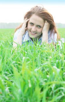 Girl On Grass Stock Photo Girl On Grass Stock Photo