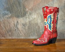 Red Vintage Cowboy Boot Stock Image
