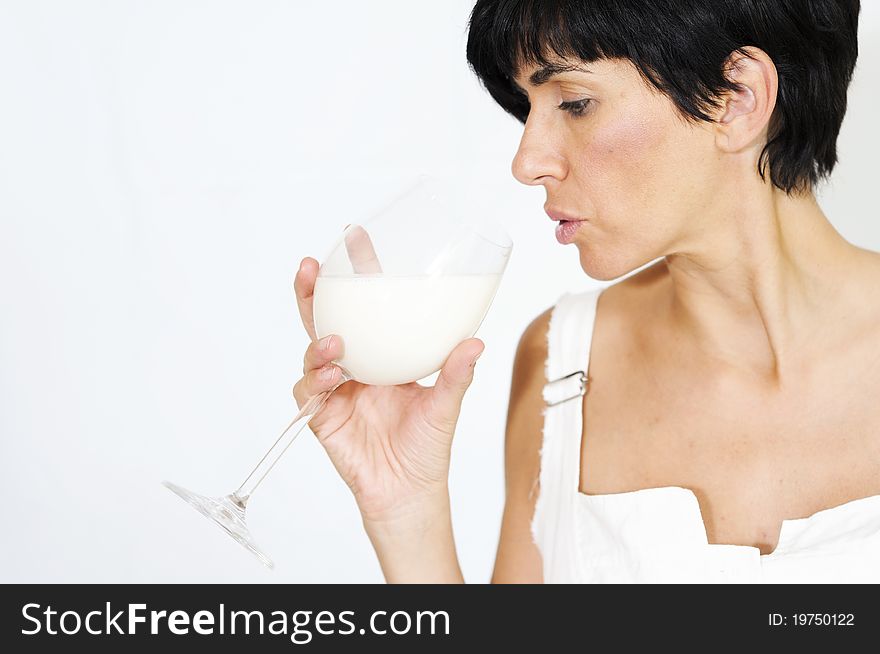 White With Girl And Milk