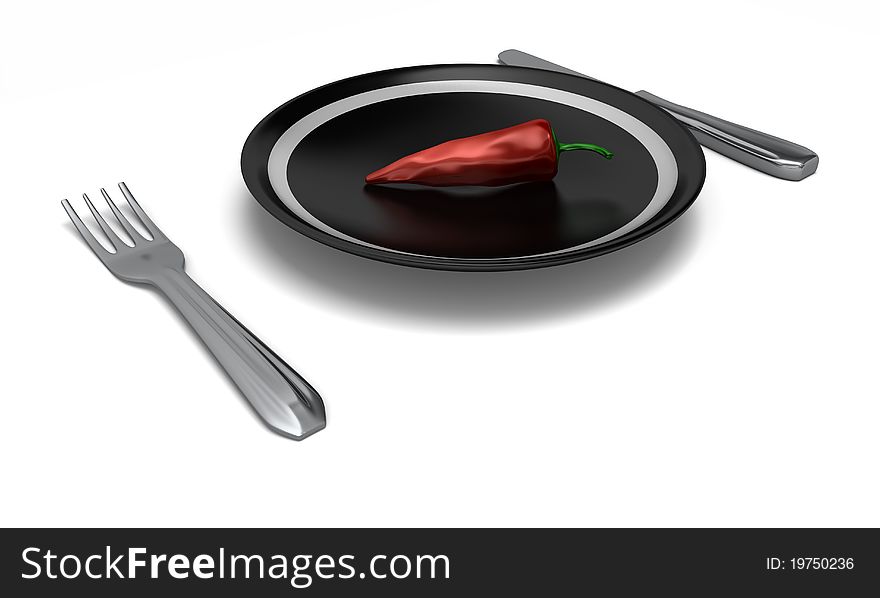 Another pepper on a plate. Isolated on a white background. Another pepper on a plate. Isolated on a white background.