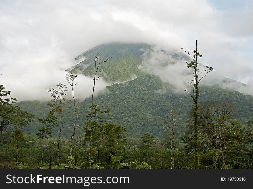 Volcano in a shroud of clouds